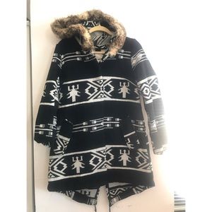 BB Dakota Black + White Fairisle Coat in Medium